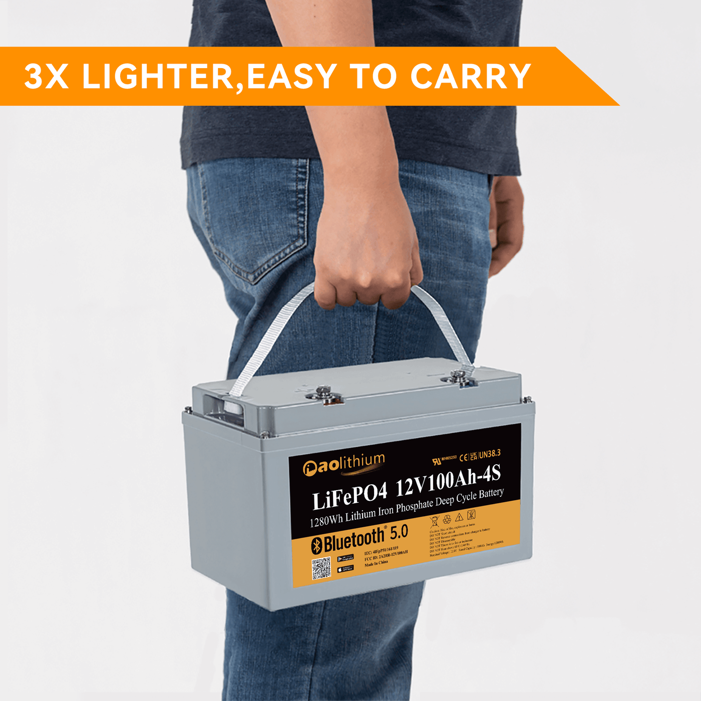 AOLITHIUM LiFePO4 Golf Cart Battery 48v 100ah Lithium Battery 5120 Wh - 4 Batteries