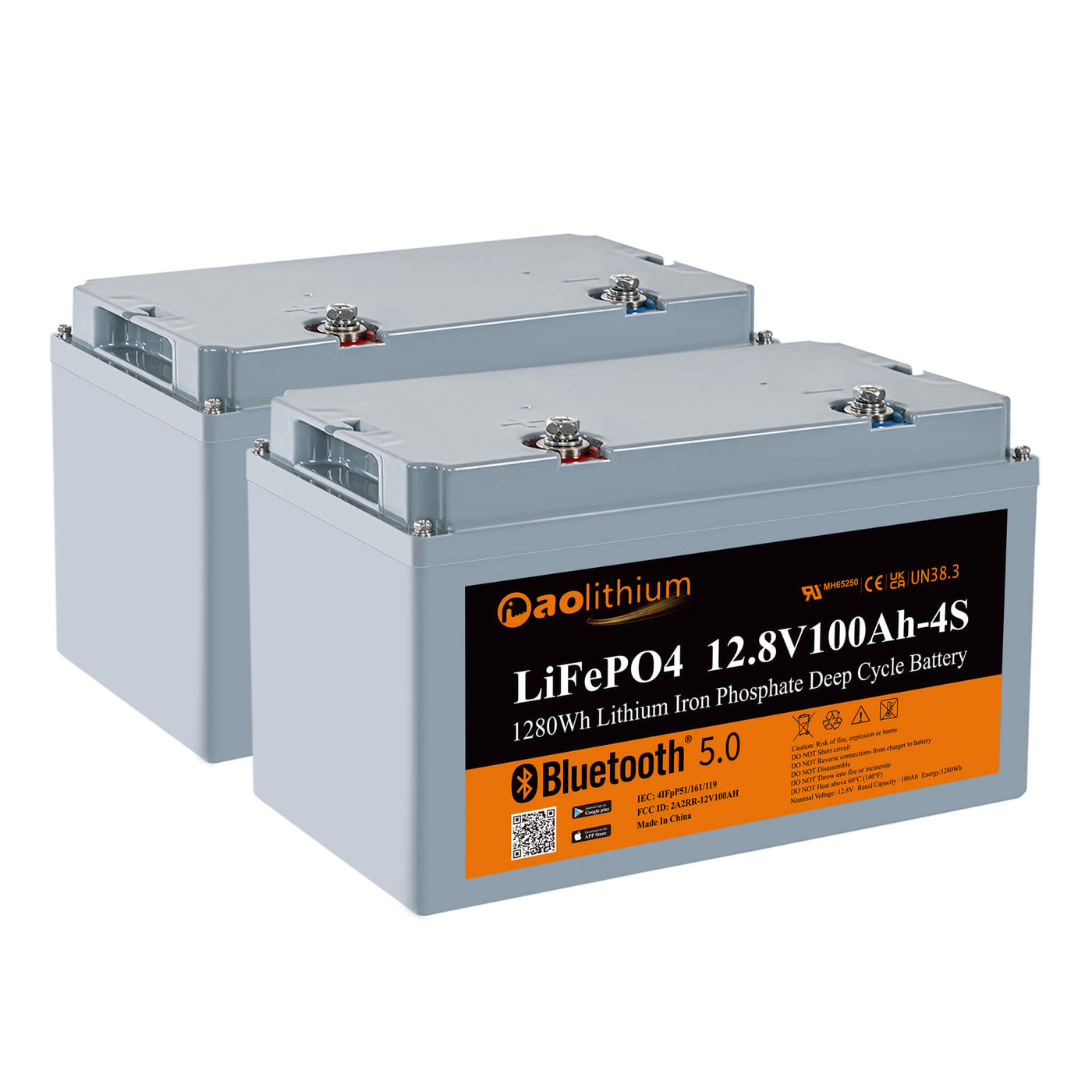 AOLITHIUM 12V 100AH LiFePO4 Lithium Battery High & Low Temp Protection Deep Cycle Rechargeable 1280 Wh - Built with 200A BMS