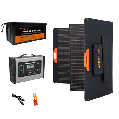 Aolithium Solar Kit- Up to 4000W Surge AC Output Backup Power Supply | Fully Portable Design