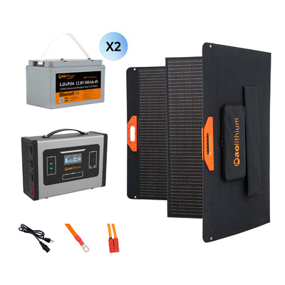 Aolithium Solar Kit- Up to 4000W Surge AC Output Backup Power Supply | Fully Portable Design